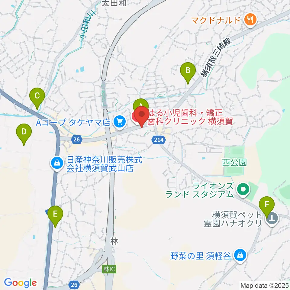 こんちぇると音楽教室周辺のコンビニエンスストア一覧地図