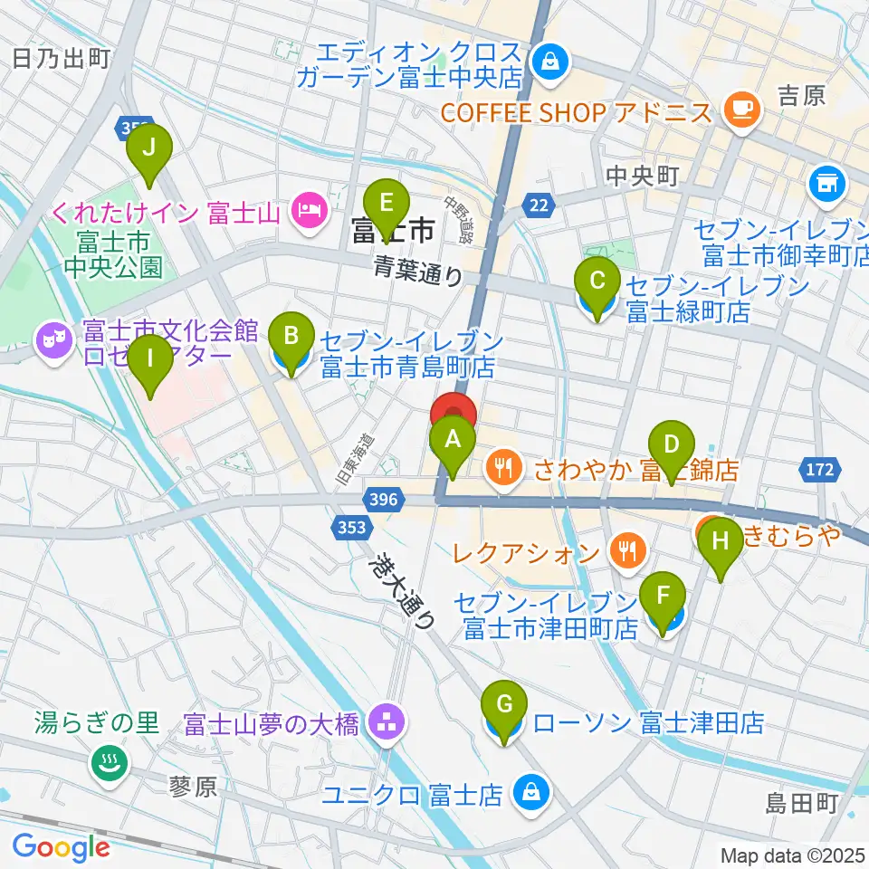 かやはら音楽教室周辺のコンビニエンスストア一覧地図