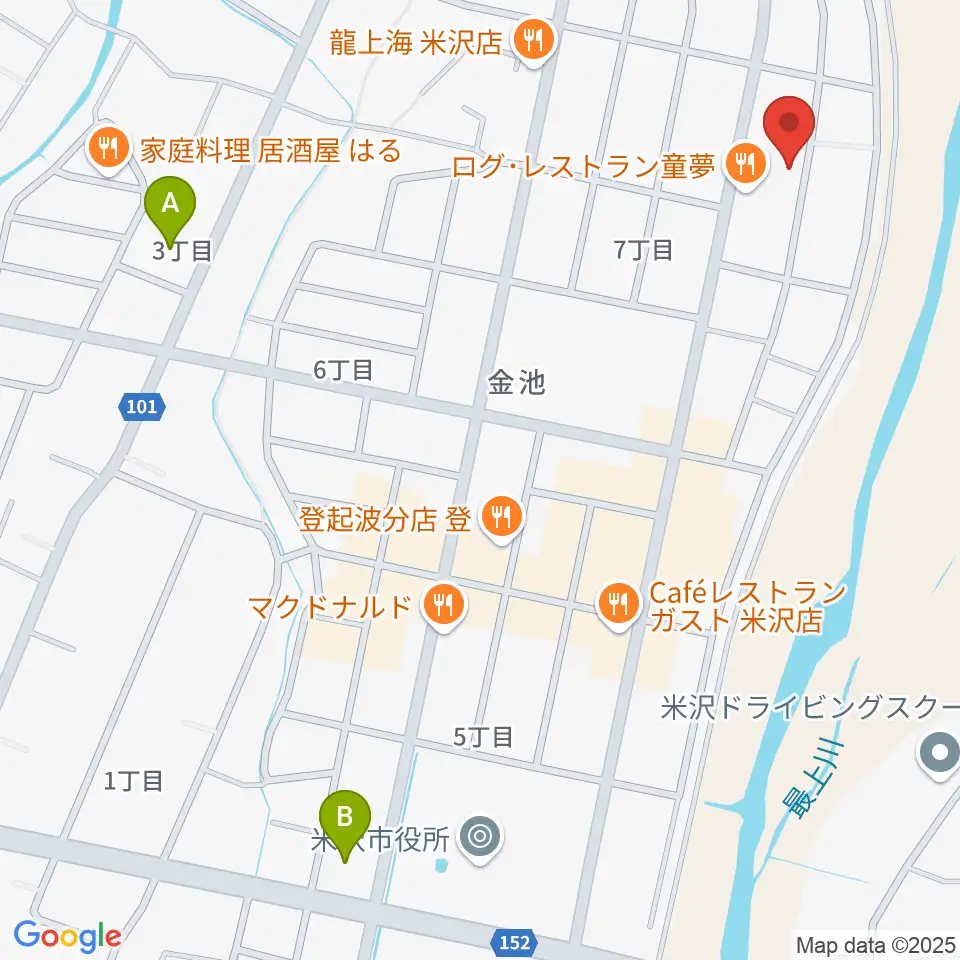 音楽アズム舘 米沢店周辺のコンビニエンスストア一覧地図