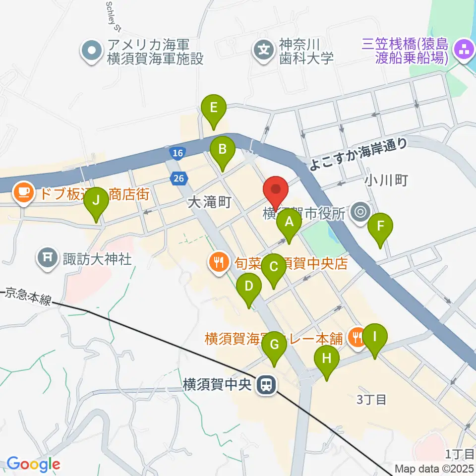 オクターヴ 横須賀中央センター周辺のコンビニエンスストア一覧地図