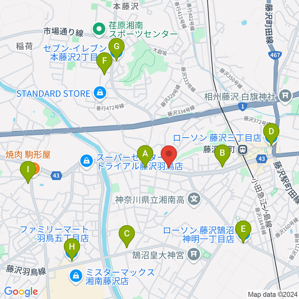 ドルチェ音楽教室 藤沢本町教室周辺のコンビニエンスストア一覧地図