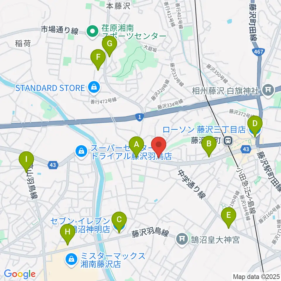 ドルチェ音楽教室 藤沢本町教室周辺のコンビニエンスストア一覧地図