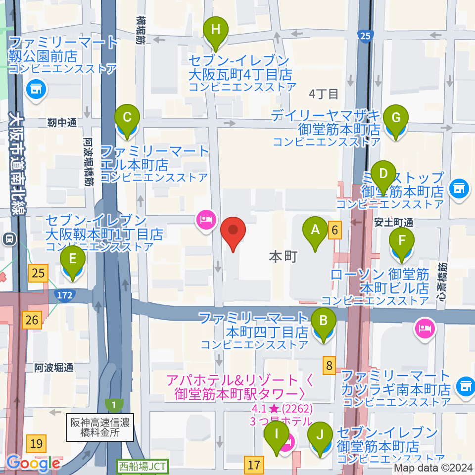 相愛大学附属音楽教室周辺のコンビニエンスストア一覧地図