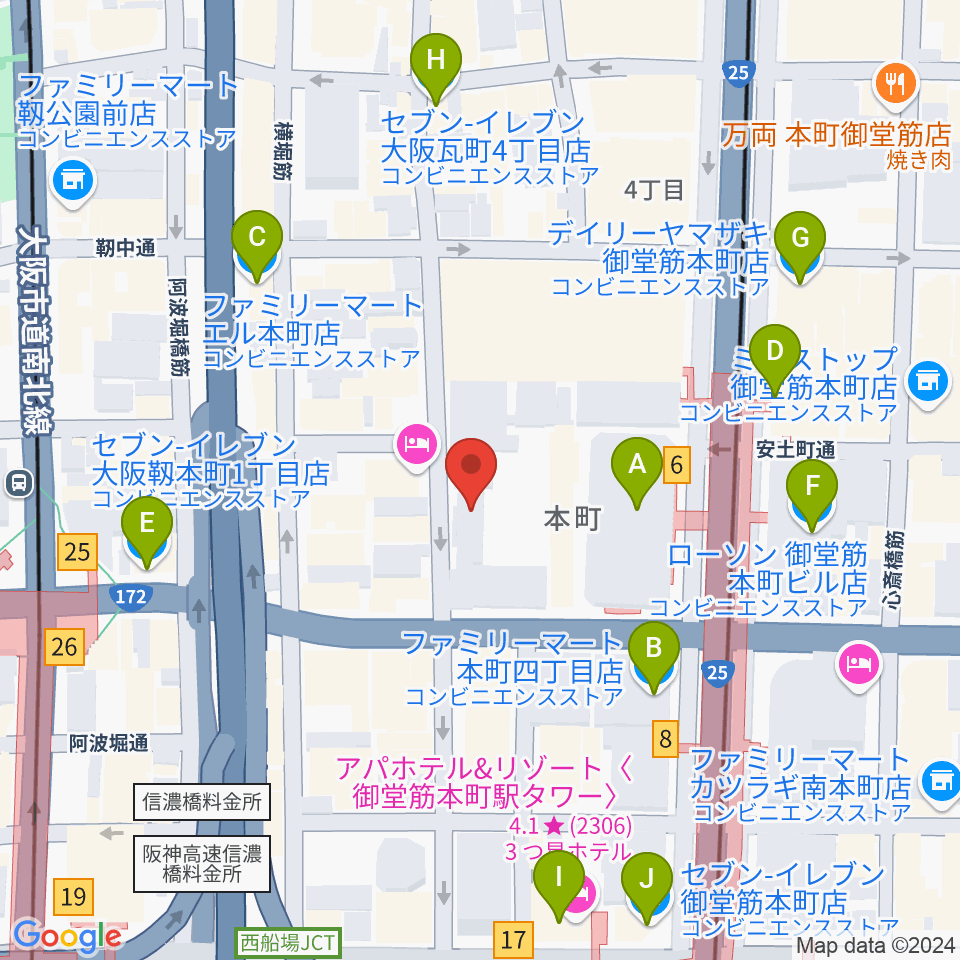 相愛大学附属音楽教室周辺のコンビニエンスストア一覧地図