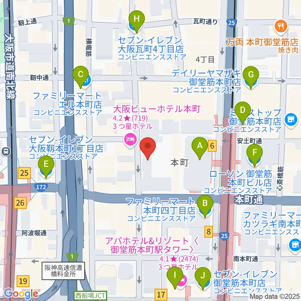 相愛大学附属音楽教室周辺のコンビニエンスストア一覧地図