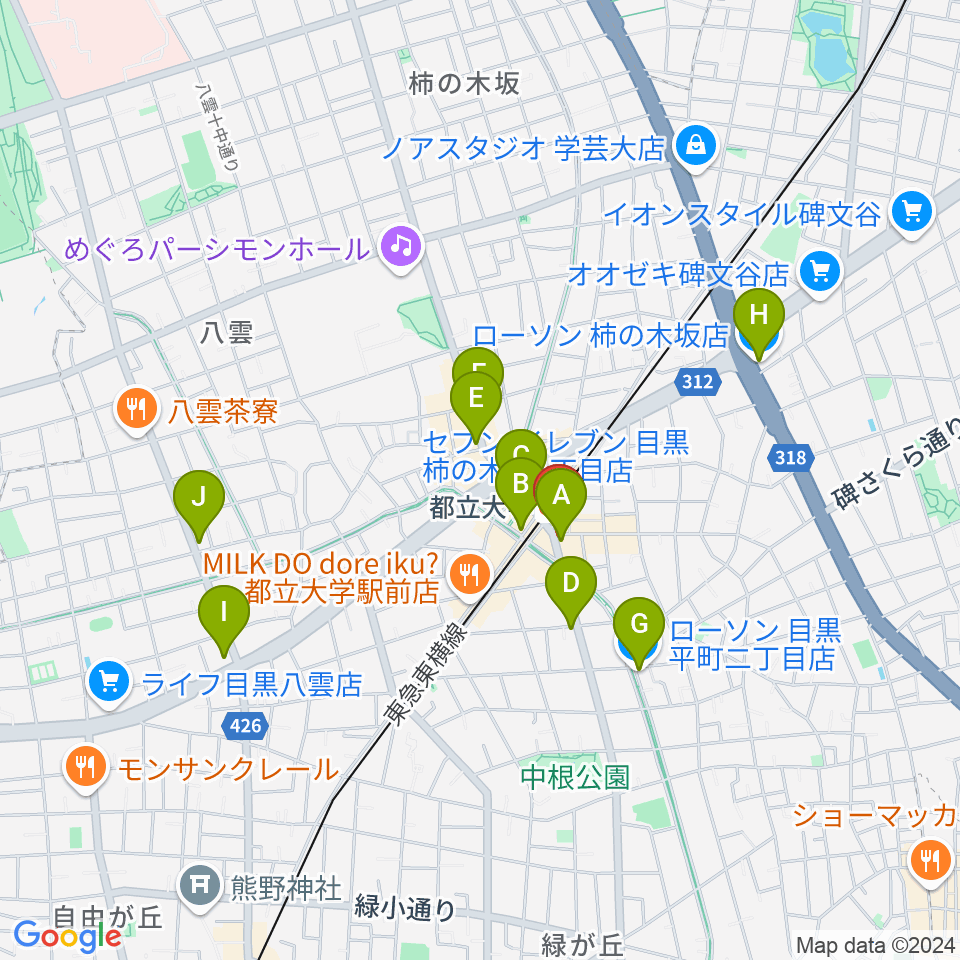 協葉ピアノ音楽教室周辺のコンビニエンスストア一覧地図