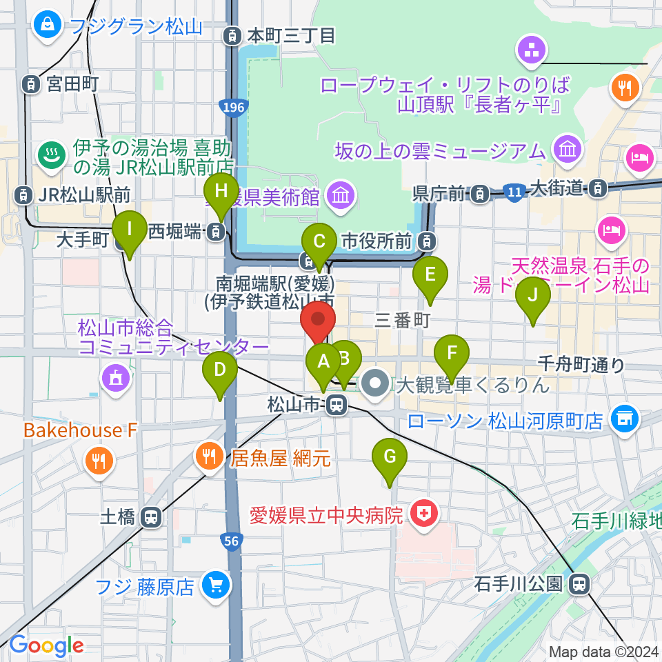 マツヤマ楽器 ミューズ音楽教室周辺のコンビニエンスストア一覧地図