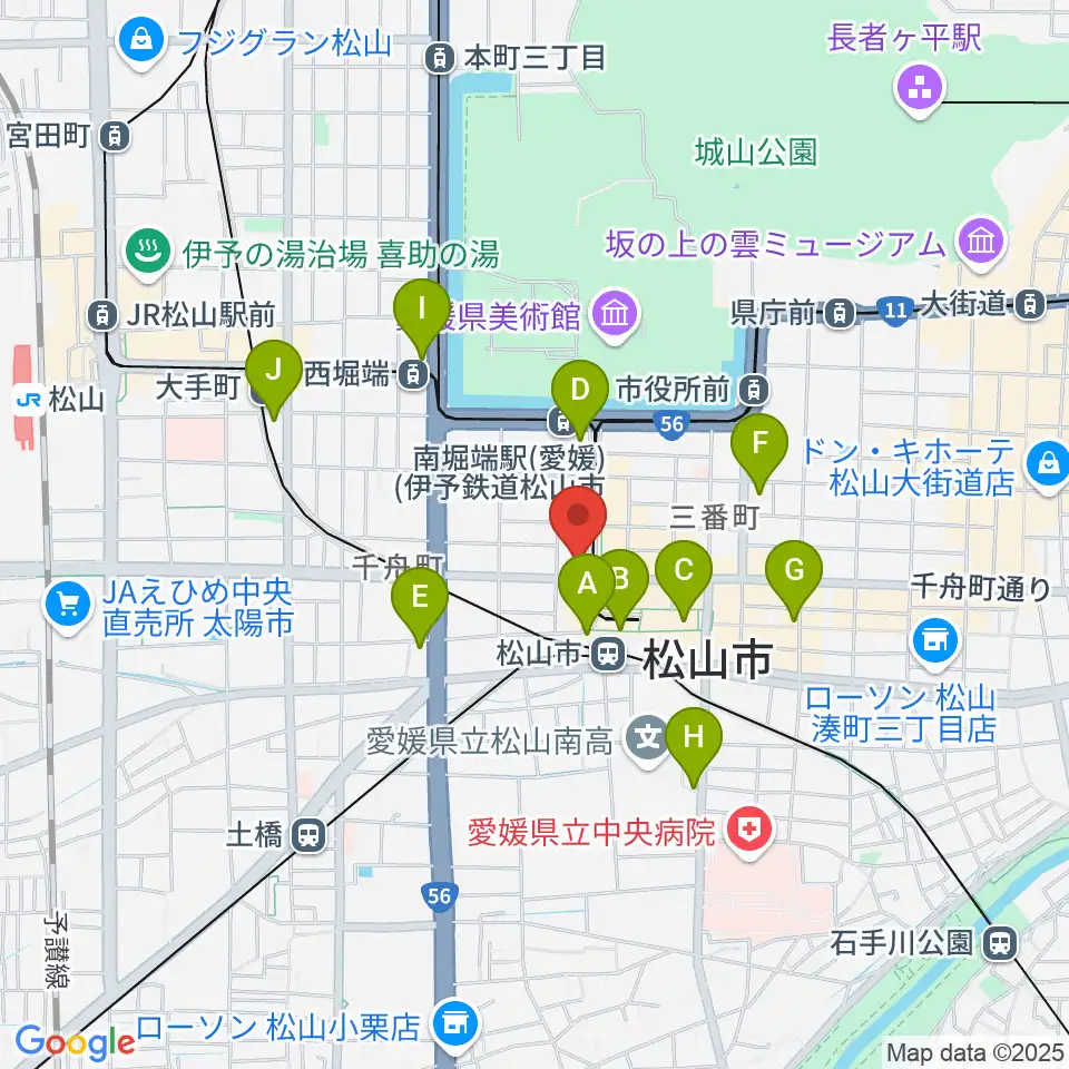 マツヤマ楽器 ミューズ音楽教室周辺のコンビニエンスストア一覧地図