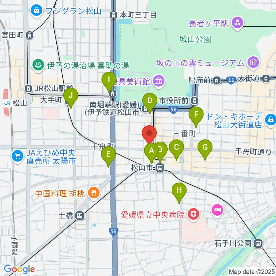 マツヤマ楽器 ミューズ音楽教室周辺のコンビニエンスストア一覧地図