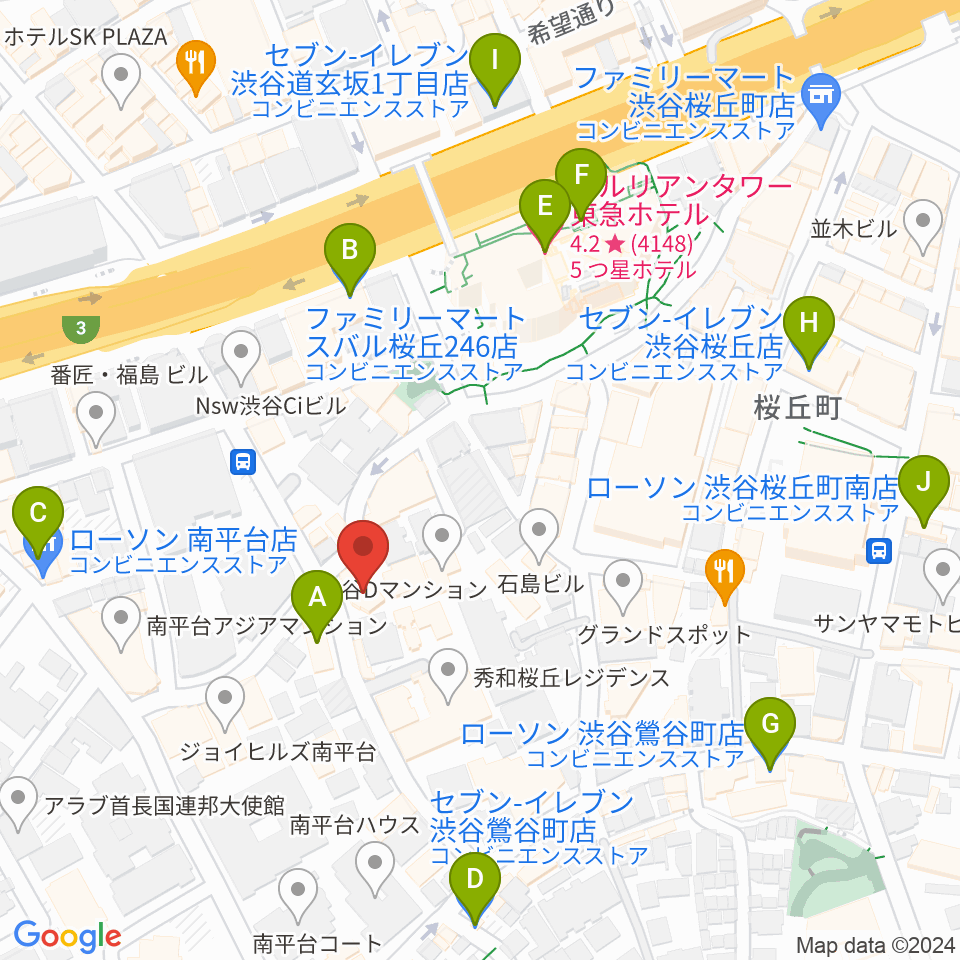 ヴォイトレ・マスター®ヴォーカルレッスン周辺のコンビニエンスストア一覧地図