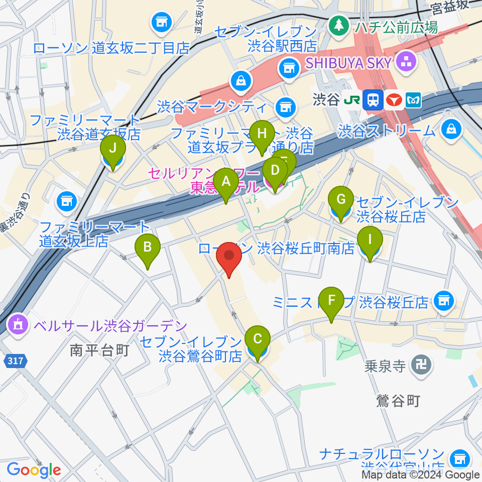 ヴォイトレ・マスター®ヴォーカルレッスン周辺のコンビニエンスストア一覧地図