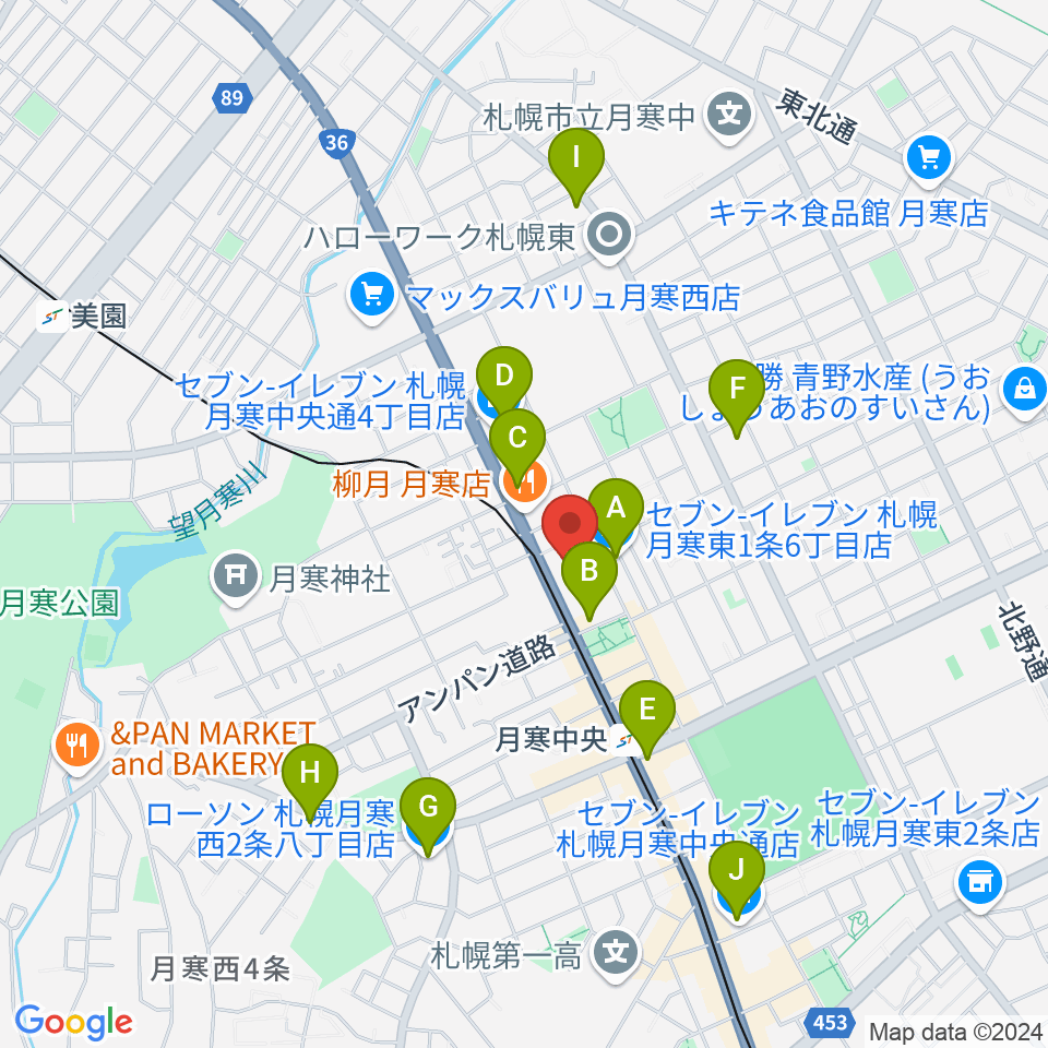 ライズ音楽院周辺のコンビニエンスストア一覧地図