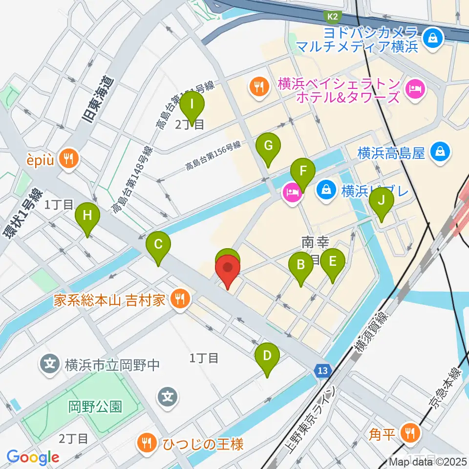横浜ギタースクール周辺のコンビニエンスストア一覧地図