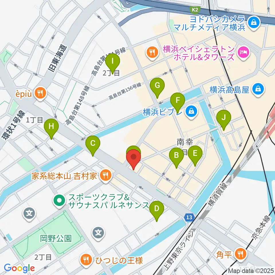 横浜ギタースクール周辺のコンビニエンスストア一覧地図