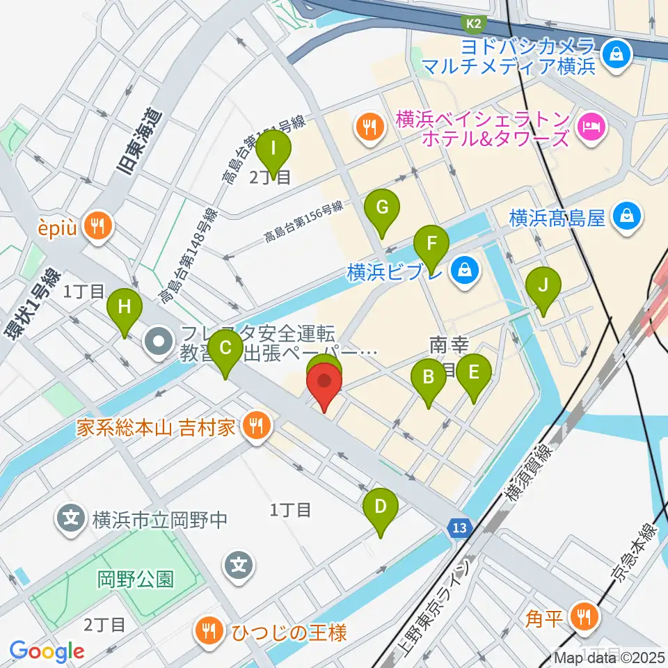 横浜ギタースクール周辺のコンビニエンスストア一覧地図