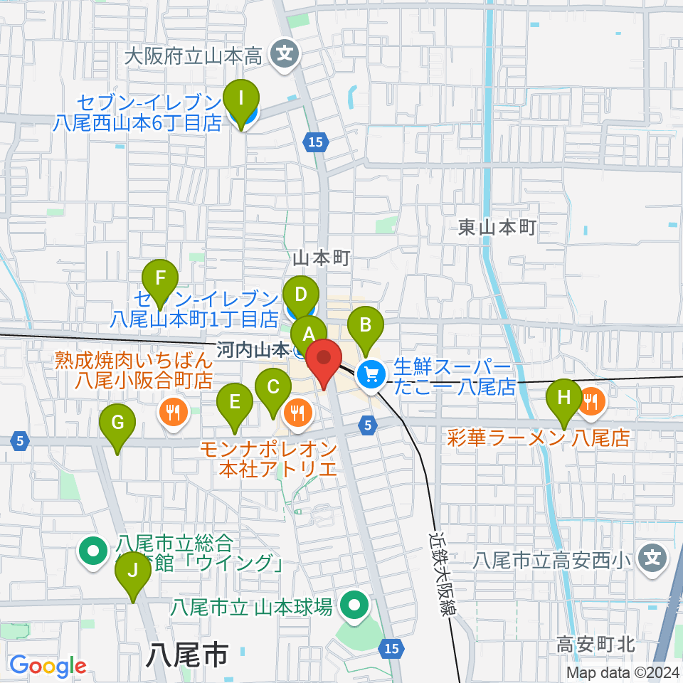 F2音楽教室周辺のコンビニエンスストア一覧地図