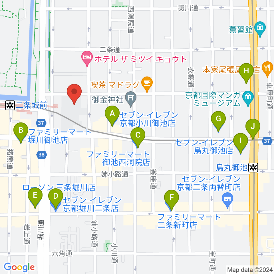京都子どもの音楽教室周辺のコンビニエンスストア一覧地図