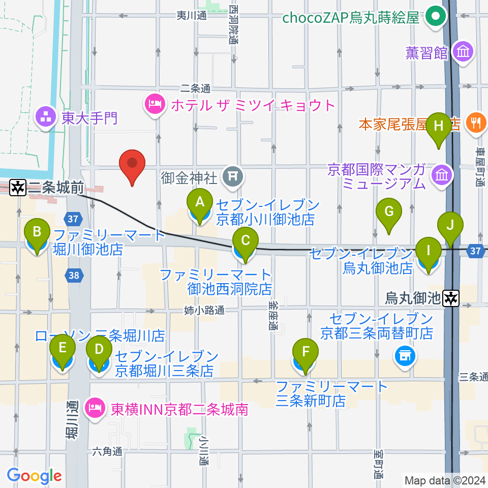 京都子どもの音楽教室周辺のコンビニエンスストア一覧地図