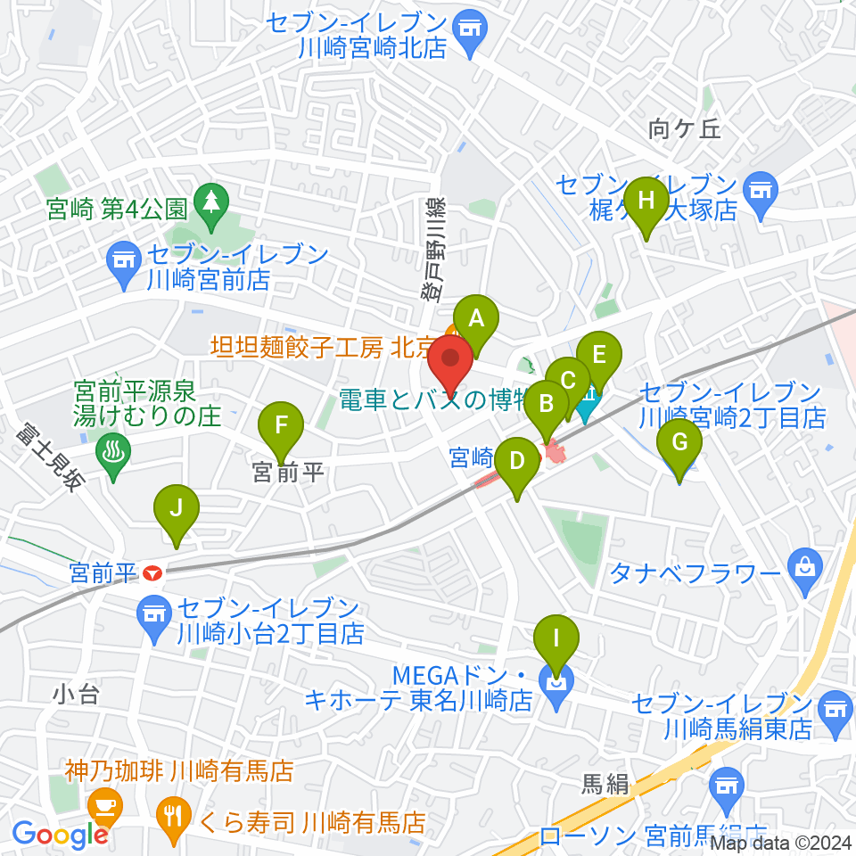 音楽教室ミューゼ周辺のコンビニエンスストア一覧地図