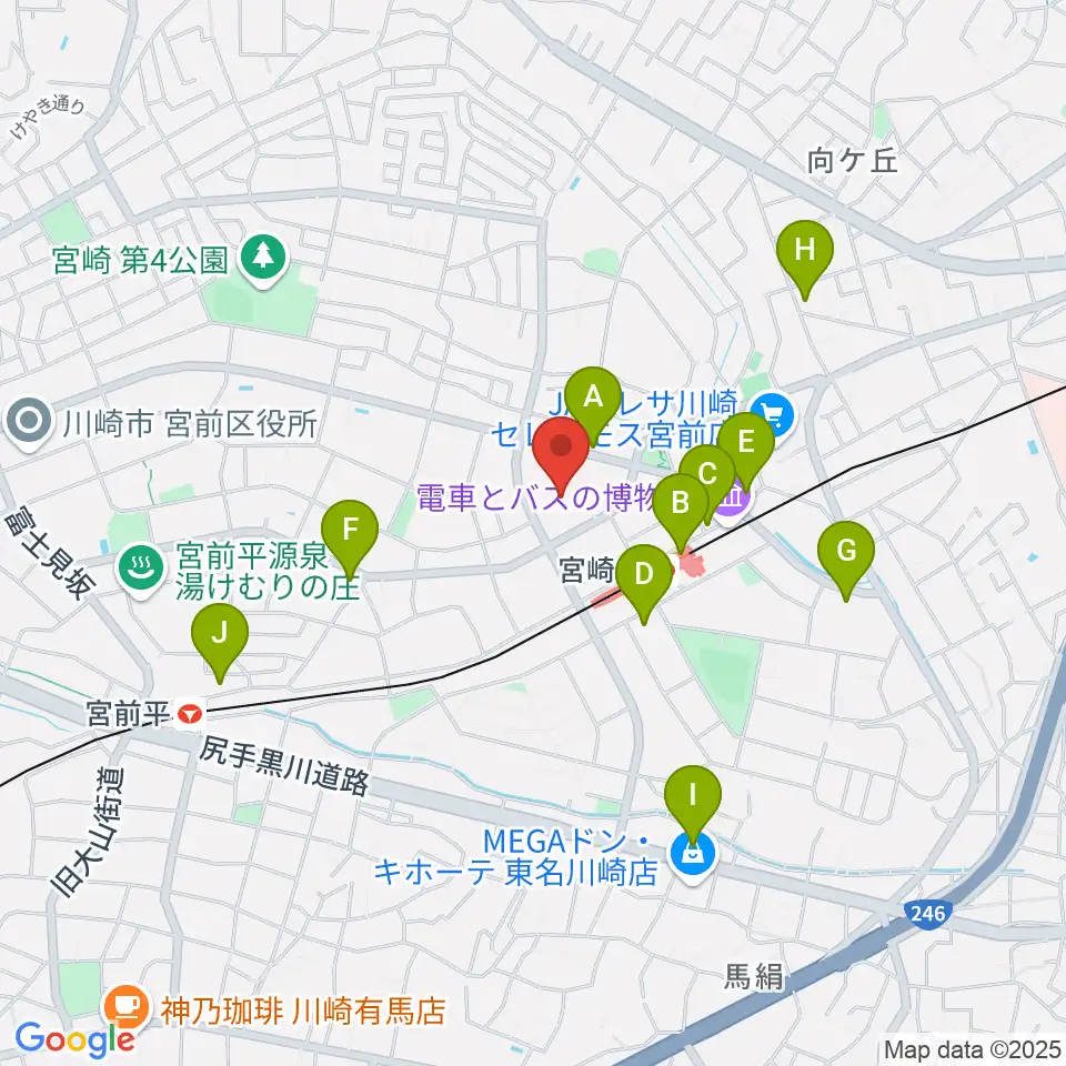 音楽教室ミューゼ周辺のコンビニエンスストア一覧地図