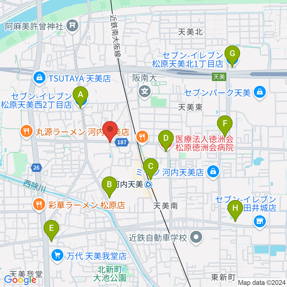 ハウスムジーク音楽教室周辺のコンビニエンスストア一覧地図