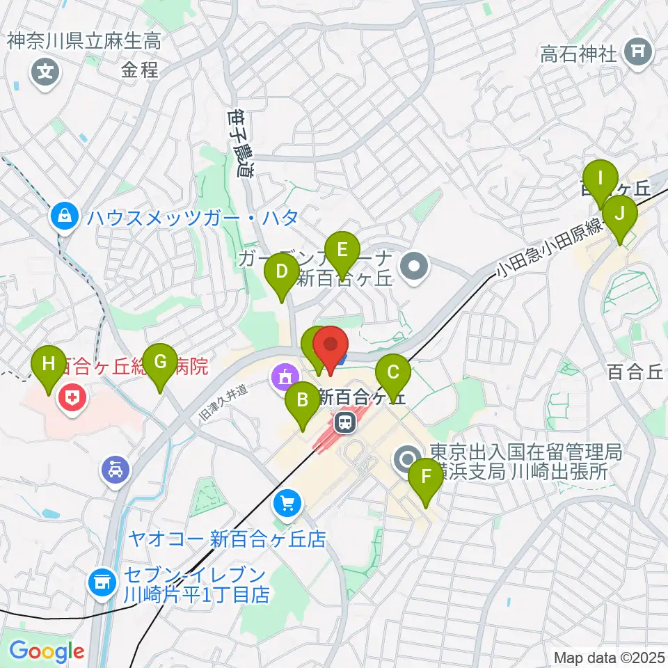 昭和音楽大学附属音楽・バレエ教室 新百合ヶ丘校周辺のコンビニエンスストア一覧地図