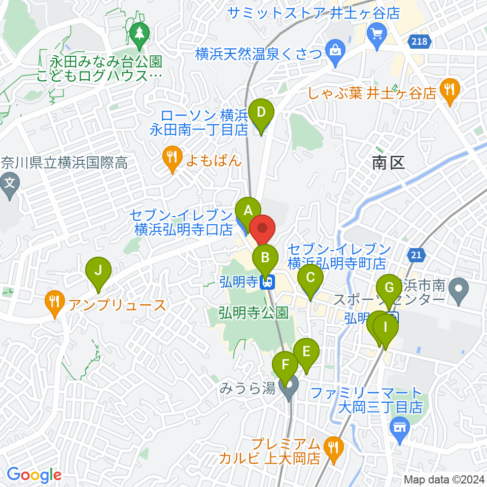 弘明寺音楽院周辺のコンビニエンスストア一覧地図