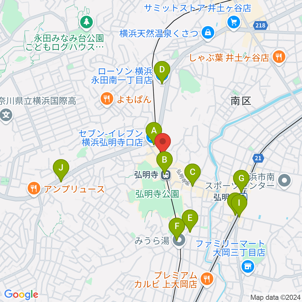 弘明寺音楽院周辺のコンビニエンスストア一覧地図