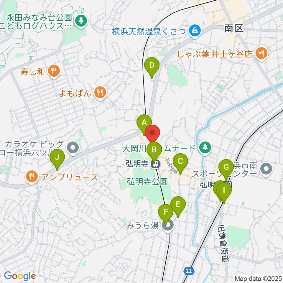 弘明寺音楽院周辺のコンビニエンスストア一覧地図