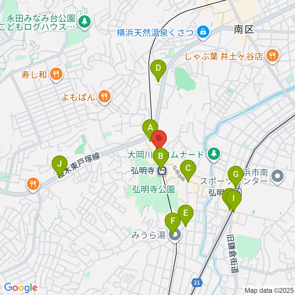 弘明寺音楽院周辺のコンビニエンスストア一覧地図