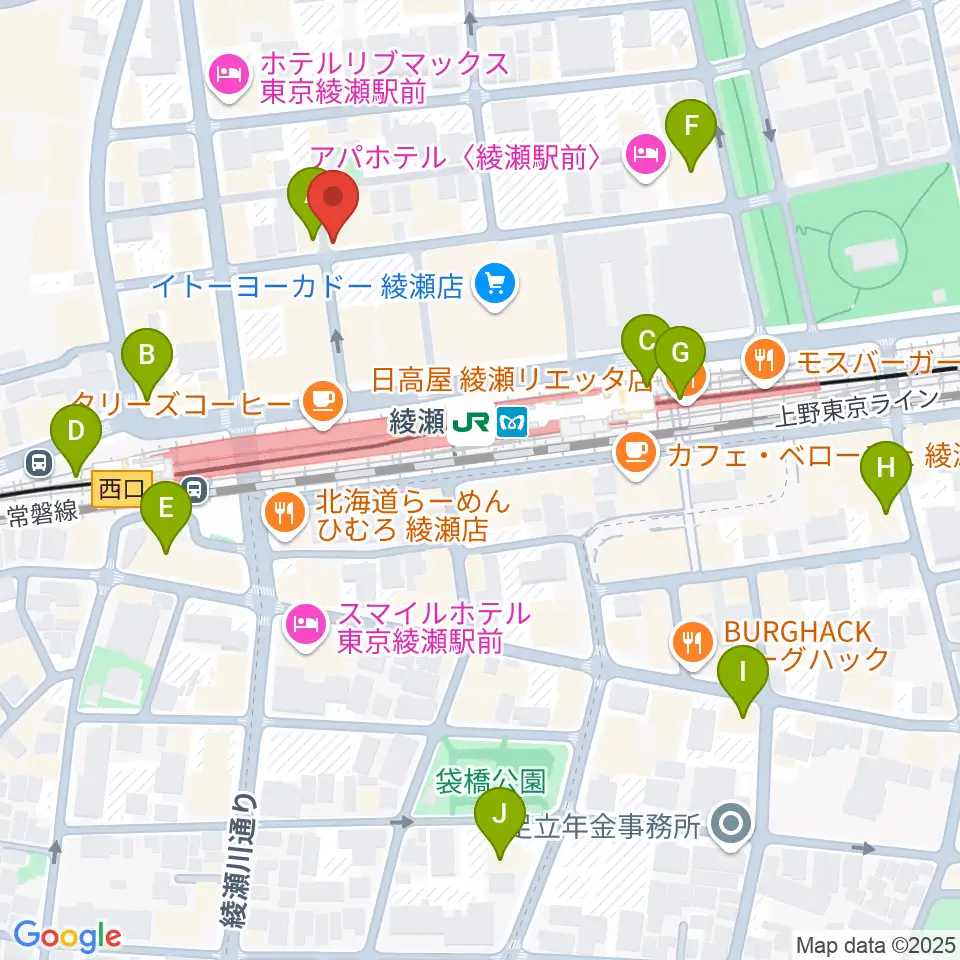 スタジオレッド綾瀬店周辺のコンビニエンスストア一覧地図