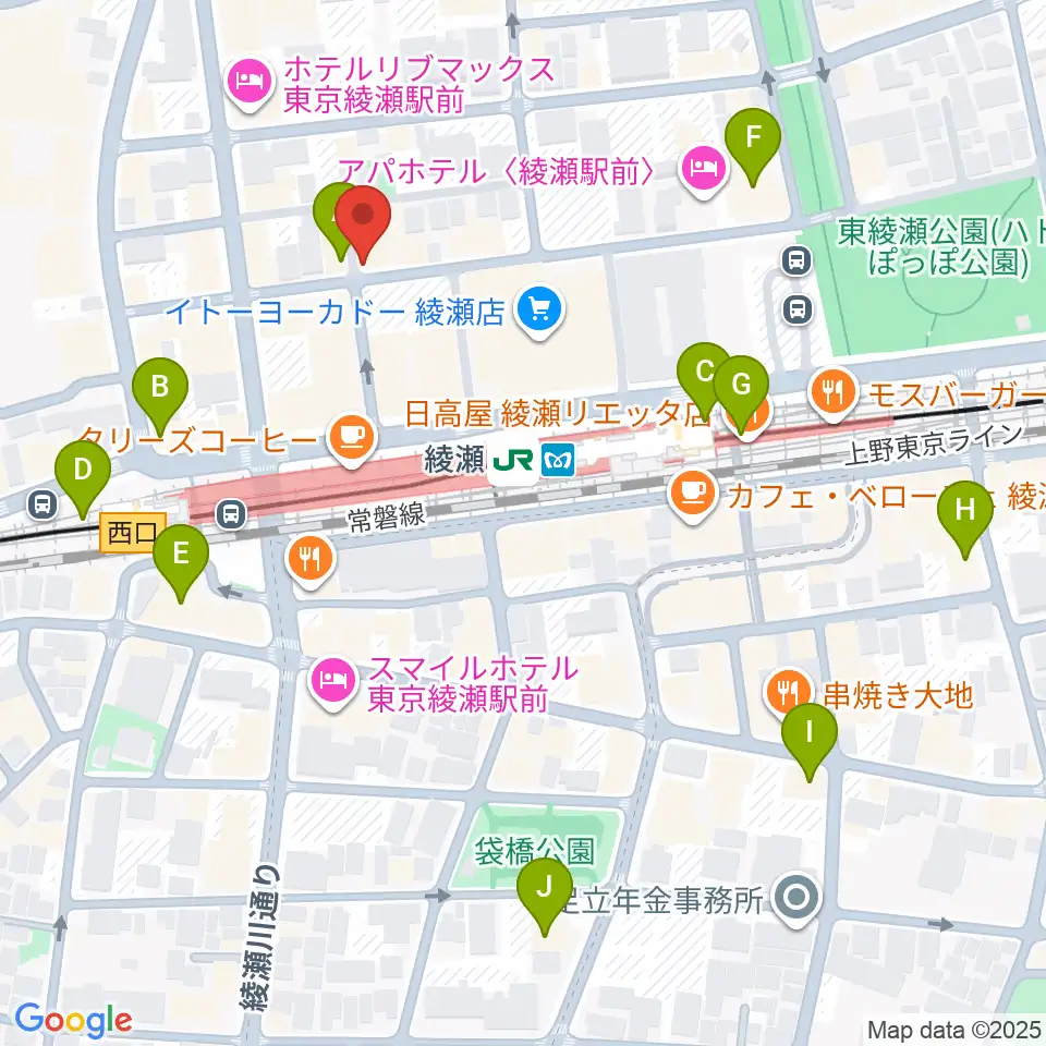 スタジオレッド綾瀬店周辺のコンビニエンスストア一覧地図