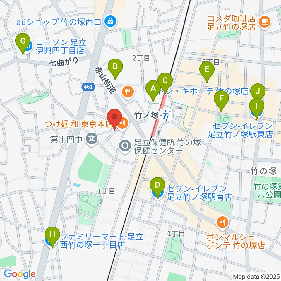 竹ノ塚STUDIO ICC周辺のコンビニエンスストア一覧地図