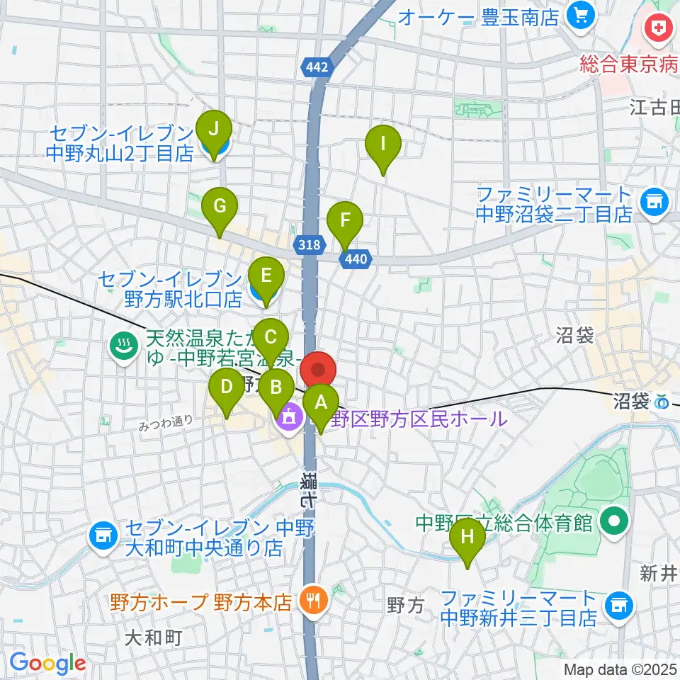 サウンドスタジオノア 野方店周辺のコンビニエンスストア一覧地図