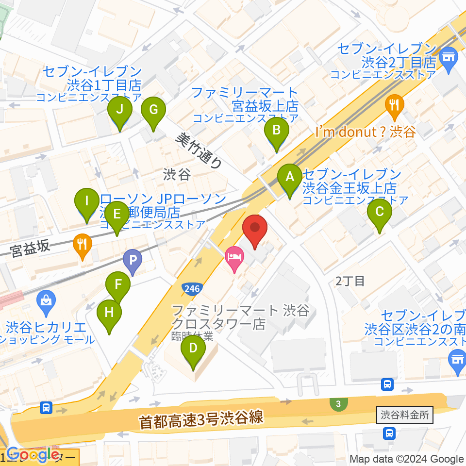 サウンドスタジオノア 渋谷1号店周辺のコンビニエンスストア一覧地図