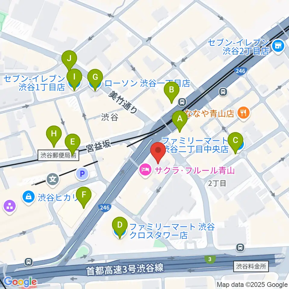 サウンドスタジオノア 渋谷1号店周辺のコンビニエンスストア一覧地図