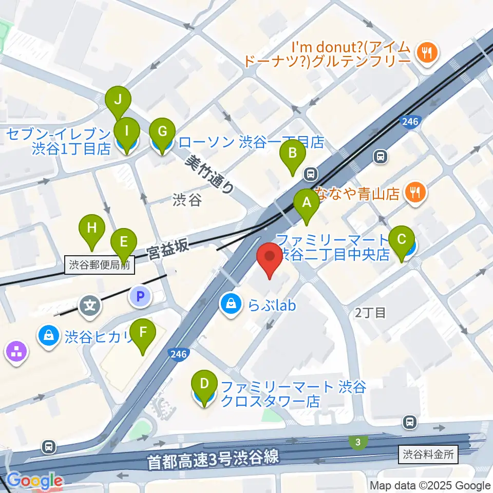 サウンドスタジオノア 渋谷1号店周辺のコンビニエンスストア一覧地図