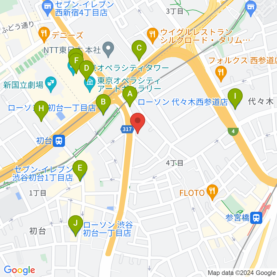 サウンドスタジオノア 初台店周辺のコンビニエンスストア一覧地図