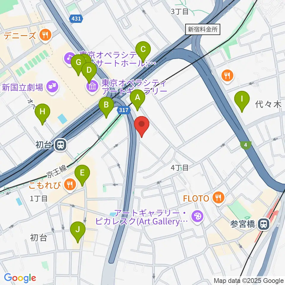 サウンドスタジオノア 初台店周辺のコンビニエンスストア一覧地図