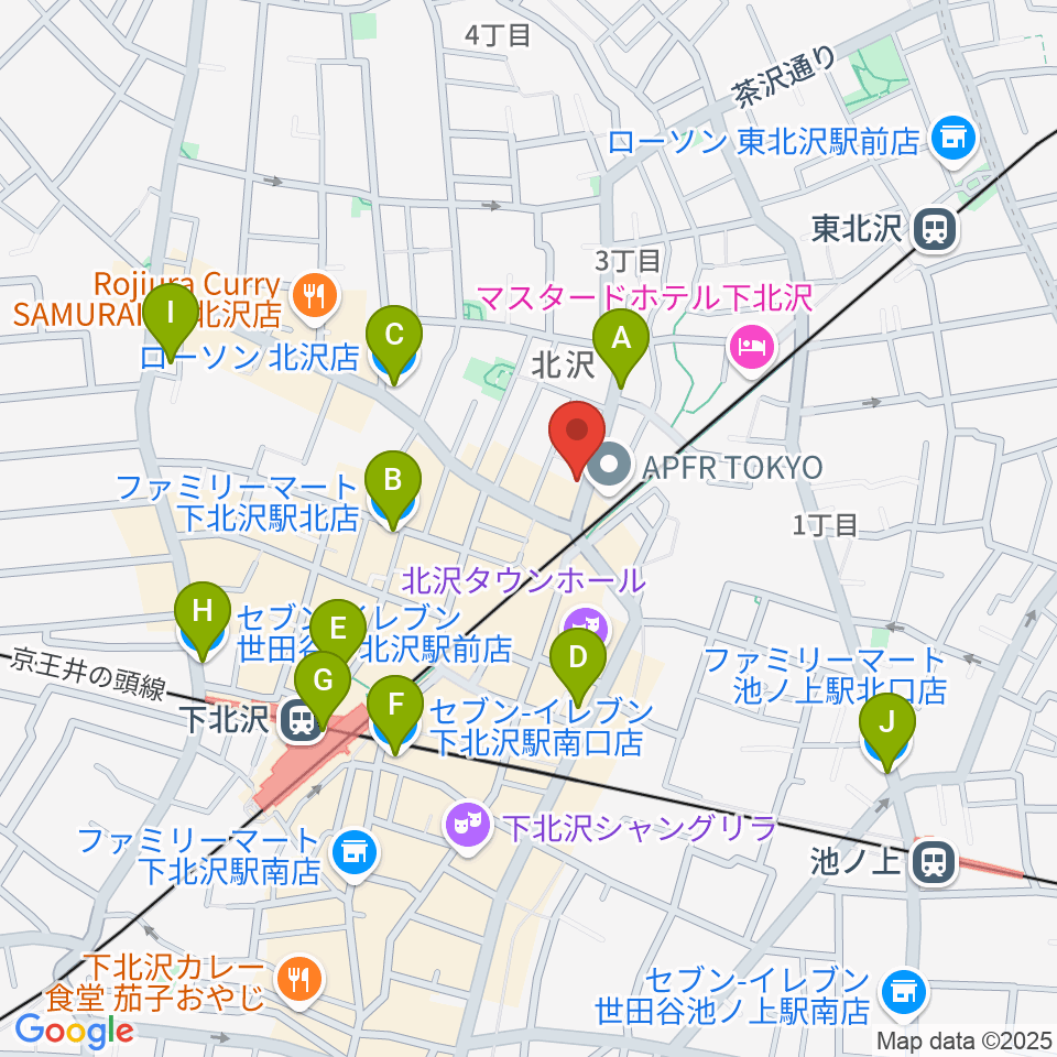 サウンドスタジオノア 下北沢店周辺のコンビニエンスストア一覧地図