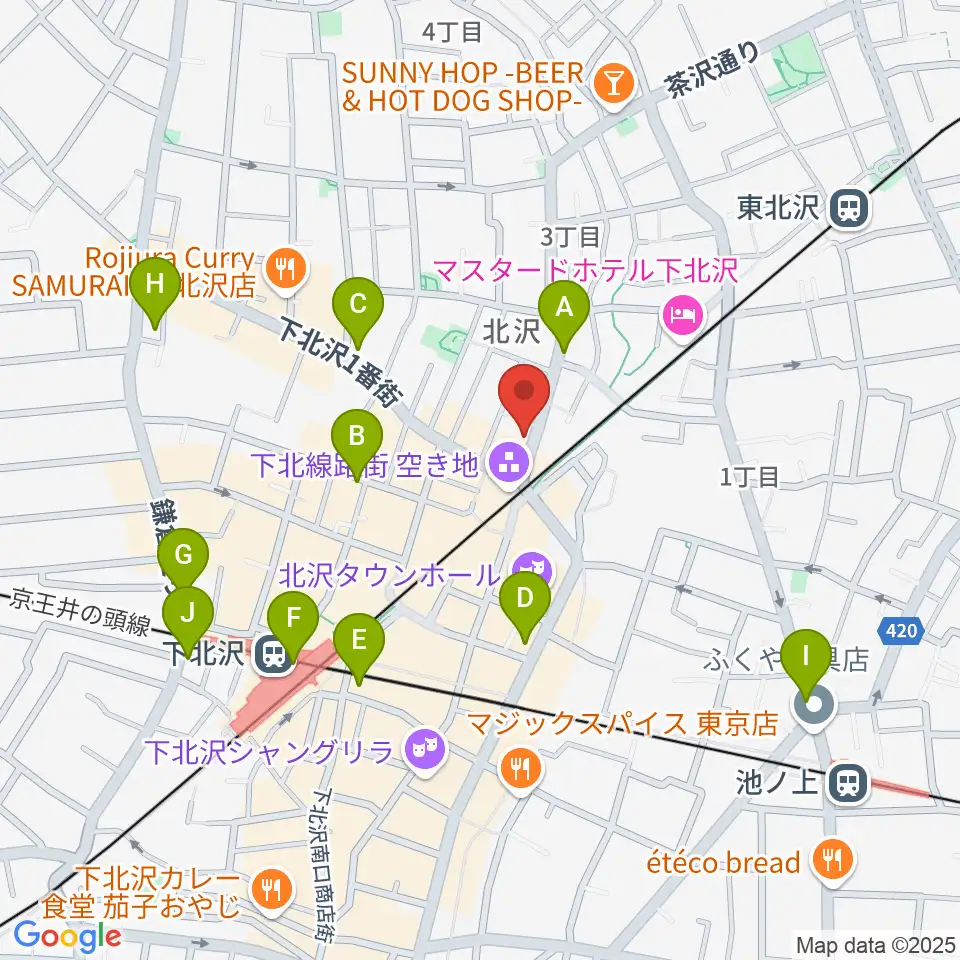 サウンドスタジオノア 下北沢店周辺のコンビニエンスストア一覧地図