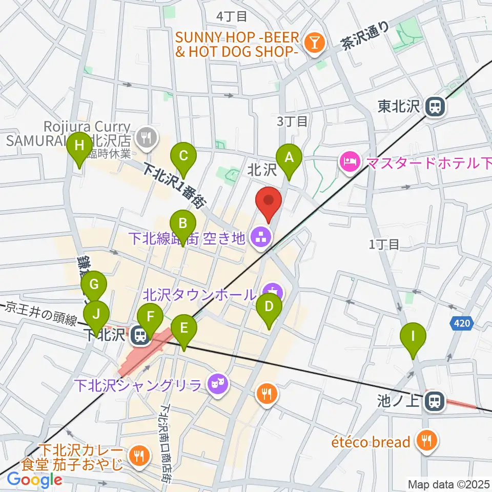 サウンドスタジオノア 下北沢店周辺のコンビニエンスストア一覧地図