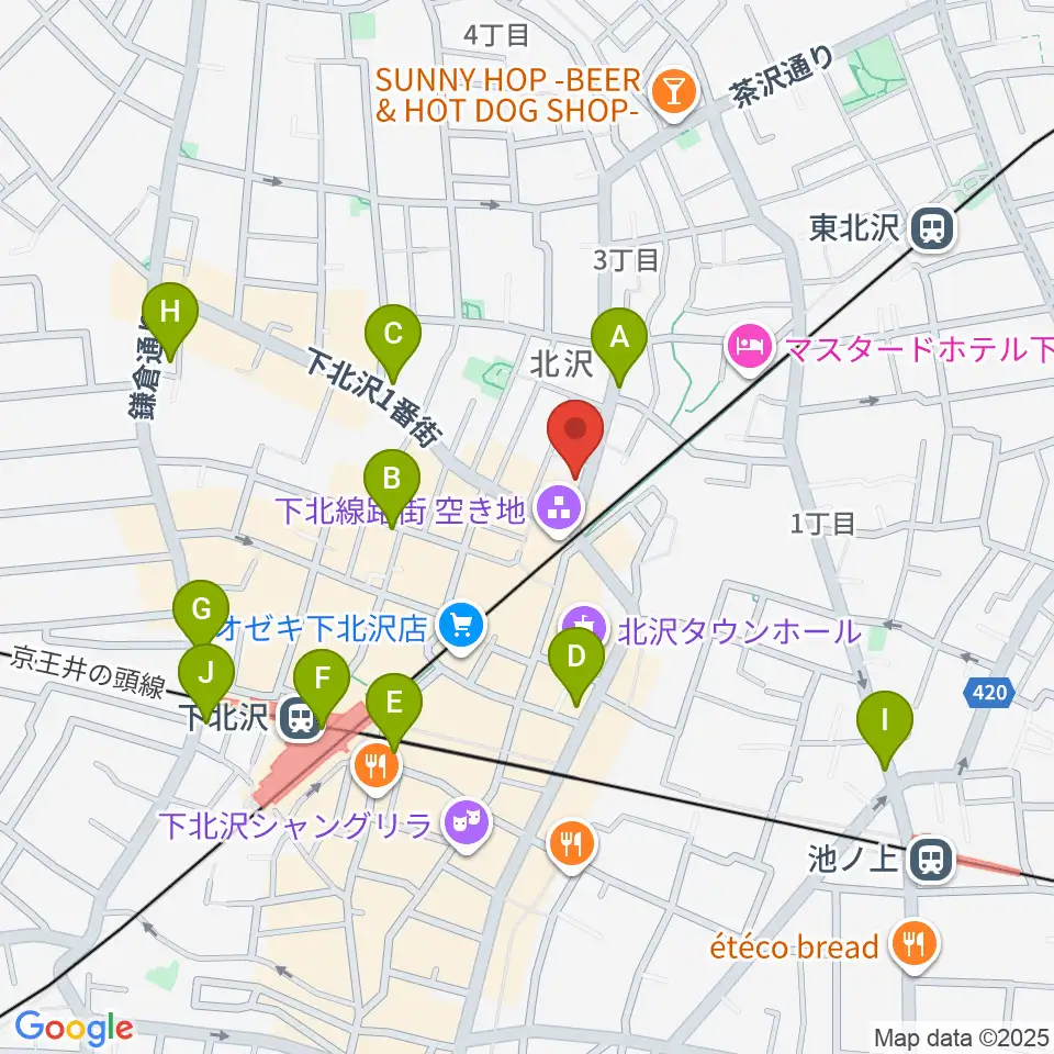 サウンドスタジオノア 下北沢店周辺のコンビニエンスストア一覧地図