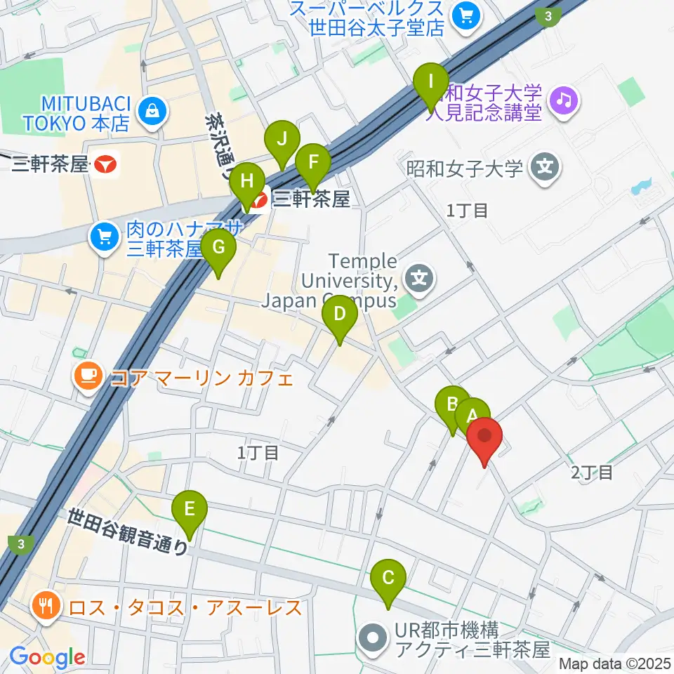 サウンドスタジオノア 三軒茶屋店周辺のコンビニエンスストア一覧地図