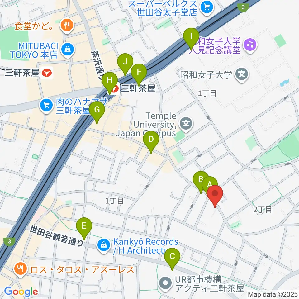 サウンドスタジオノア 三軒茶屋店周辺のコンビニエンスストア一覧地図