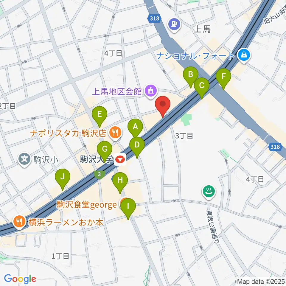 サウンドスタジオノア駒沢店周辺のコンビニエンスストア一覧地図