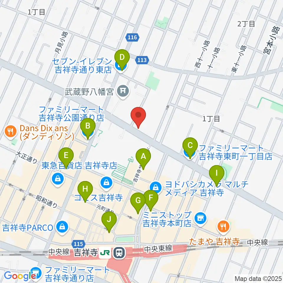 サウンドスタジオノア 吉祥寺店周辺のコンビニエンスストア一覧地図