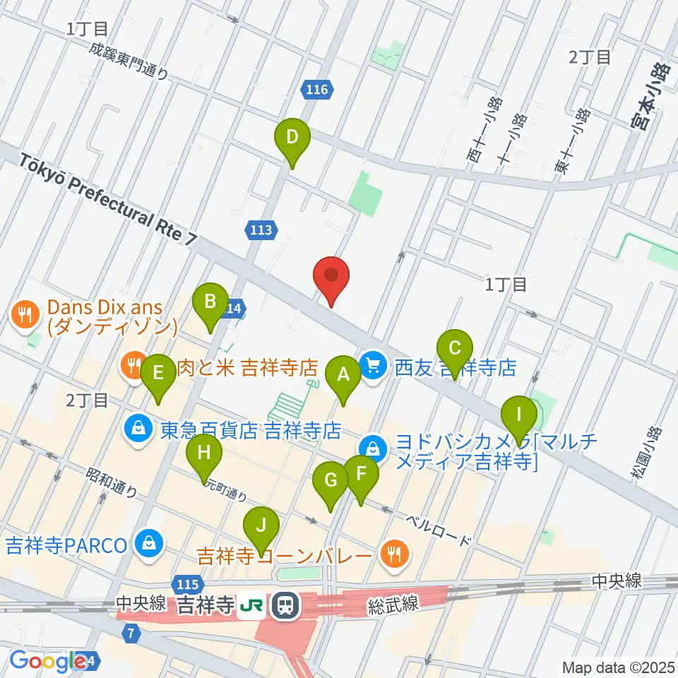 サウンドスタジオノア 吉祥寺店周辺のコンビニエンスストア一覧地図