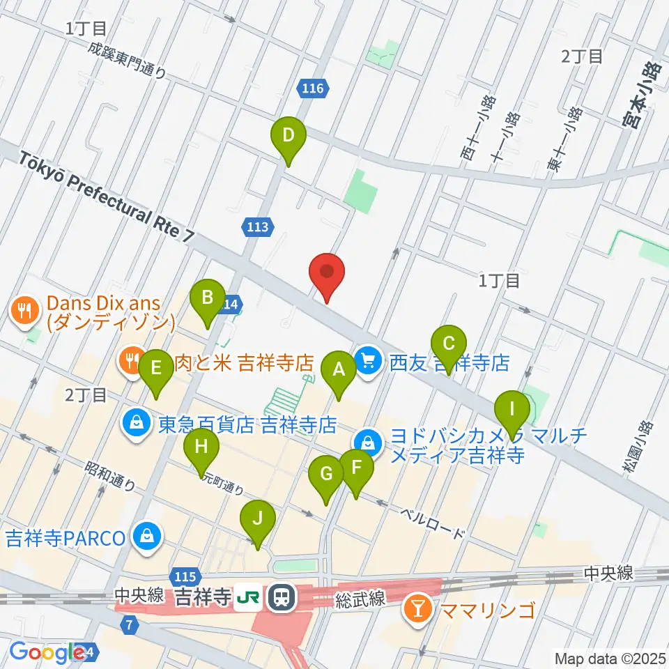 サウンドスタジオノア 吉祥寺店周辺のコンビニエンスストア一覧地図