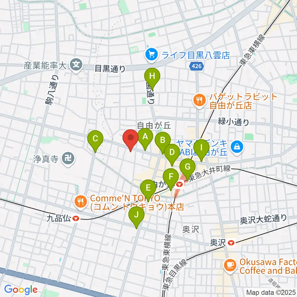 サウンドスタジオノア 自由が丘店周辺のコンビニエンスストア一覧地図